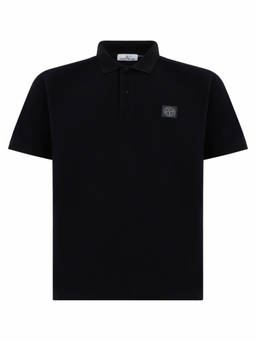 Stone Island - Black Regular Logo Polo T-Shirt