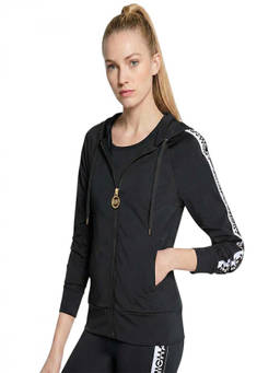 Michael Kors - Black Logo Tape Zip-Up Hoodie