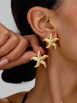 Designs & You - Gold Stainless Steel Women Statement Earrings