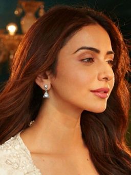 Accessher - White Brass Women White Stones Earrings
