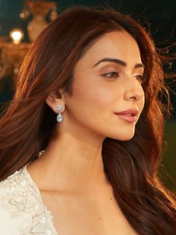 Accessher - White Brass Women White Stones Earrings