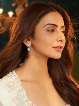 Accessher - White Brass Women White Stones Earrings