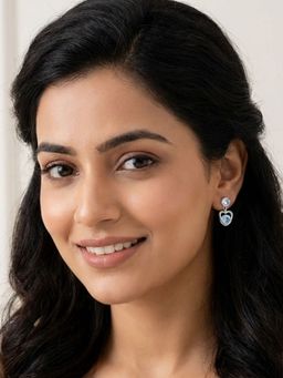 Accessher - White Brass Women White Stones Earrings