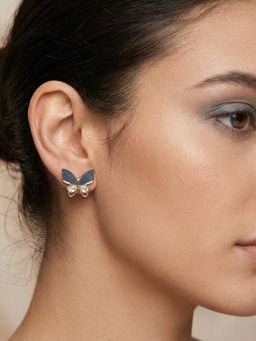 Accessher - Blue Brass Women Statement Earrings