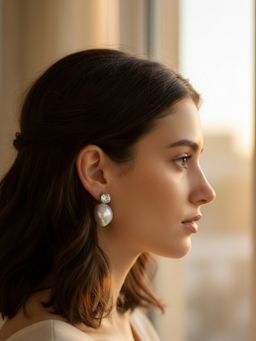 Accessher - White Silver Women White Stones Earrings
