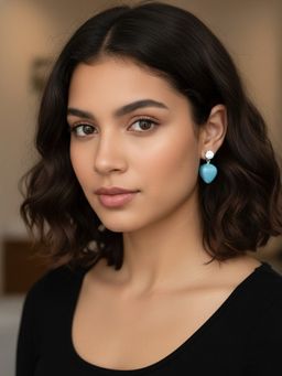Accessher - Blue Silver Women White Stones Earrings