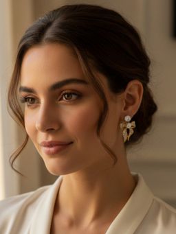 Accessher - White Brass Women Pearl Earrings