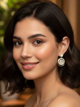 Accessher - White Brass Women Pearl Earrings