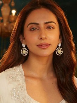 Accessher - White Brass Women White Stones Earrings