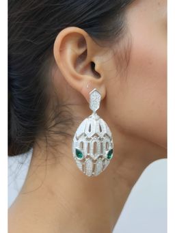 Modarta By Kamakshi - Green Brass Women Coloured Stone Earrings