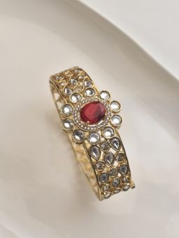 Peach Tassels - Red Mixed Metal Women Coloured Stone Bracelet