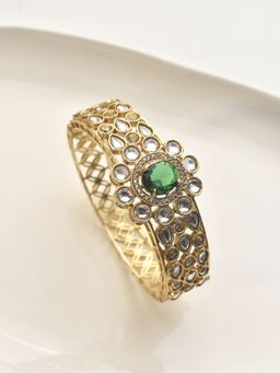 Peach Tassels - Green Mixed Metal Women Coloured Stone Bracelet