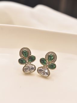 Peach Tassels - Green Mixed Metal Women Coloured Stone Earrings