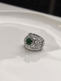 Peach Tassels - Green Mixed Metal Women Coloured Stone Ring