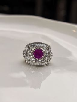 Peach Tassels - Pink Mixed Metal Women Coloured Stone Ring