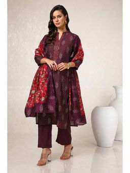 Soch - Womens Bandhani Print Kurta with Pant and Dupatta (Set of 3)