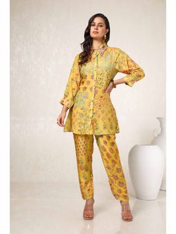 Soch - Womens Mustard Viscose Floral Print Co-Ord (Set of 2)