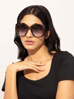 Twenty Dresses by Nykaa Fashion - Brown Animal Print Oversized Sunglasses