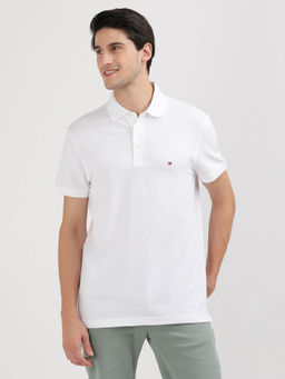 Tommy Hilfiger - White Collar Neck Solid Polo T-Shirt