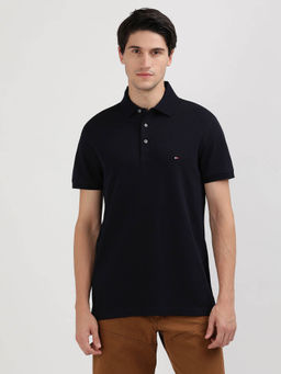Tommy Hilfiger - Navy Blue Collar Neck Solid Polo T-Shirt