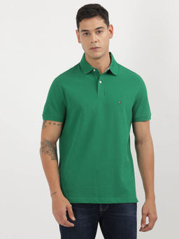 Tommy Hilfiger - Green Collar Neck Solid Polo T-Shirt