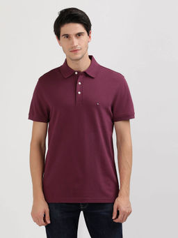 Tommy Hilfiger - Purple Collar Neck Solid Polo T-Shirt
