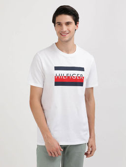 Tommy Hilfiger - White Crew Neck Printed T-Shirt