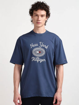 Tommy Hilfiger - Blue Crew Neck Embroidered T-Shirt