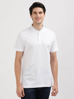 Tommy Hilfiger - White Henley Neck Solid T-Shirt