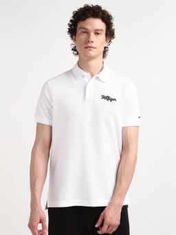 Tommy Hilfiger - White Collar Neck Solid Polo T-Shirt
