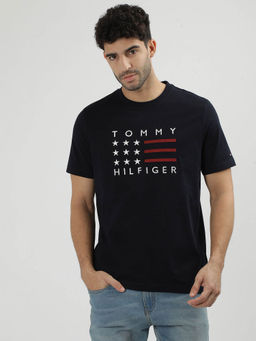 Tommy Hilfiger - Blue Crew Neck Embroidered T-Shirt