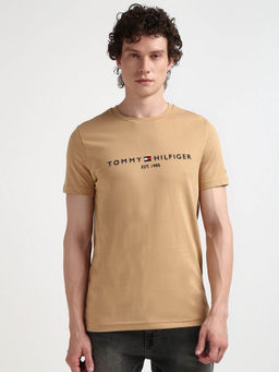 Tommy Hilfiger - Beige Crew Neck Solid T-Shirt
