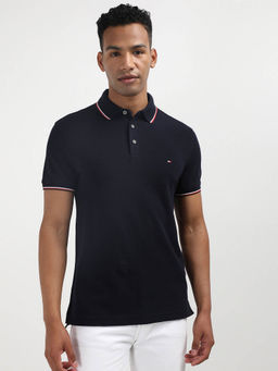 Tommy Hilfiger - Navy Blue Collar Neck Solid Polo T-Shirt