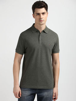 Tommy Hilfiger - Green Collar Neck Solid Polo T-Shirt