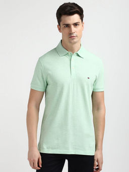 Tommy Hilfiger - Green Collar Neck Solid Polo T-Shirt