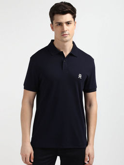Tommy Hilfiger - Navy Blue Collar Neck Solid Polo T-Shirt