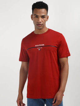 Tommy Hilfiger - Red Crew Neck Printed T-Shirt