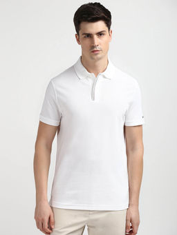 Tommy Hilfiger - White Collar Neck Solid Polo T-Shirt