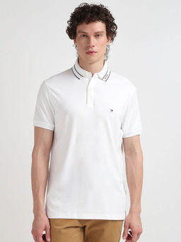 Tommy Hilfiger - White Collar Neck Solid Polo T-Shirt