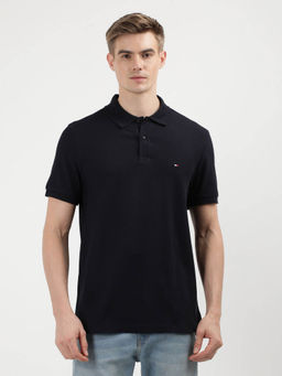 Tommy Hilfiger - Black Collar Neck Solid Polo T-Shirt