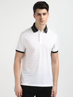 Tommy Hilfiger - White Collar Neck Solid Polo T-Shirt