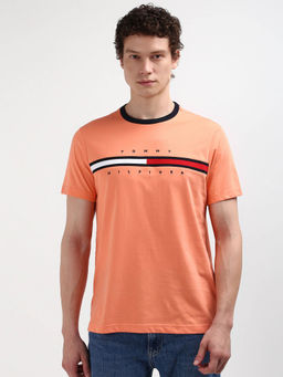 Tommy Hilfiger - Orange Crew Neck Colorblock T-Shirt
