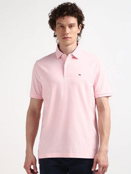 Tommy Hilfiger - Pink Collar Neck Solid Polo T-Shirt