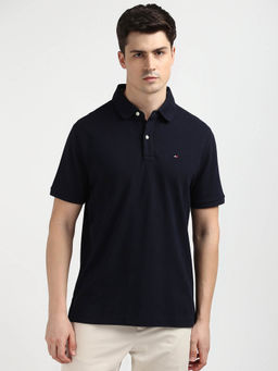 Tommy Hilfiger - Navy Blue Collar Neck Solid Polo T-Shirt