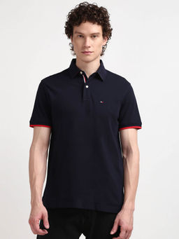 Tommy Hilfiger - Navy Blue Collar Neck Solid Polo T-Shirt