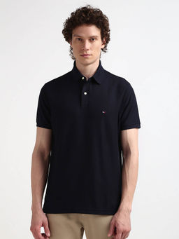 Tommy Hilfiger - Navy Blue Collar Neck Solid Polo T-Shirt
