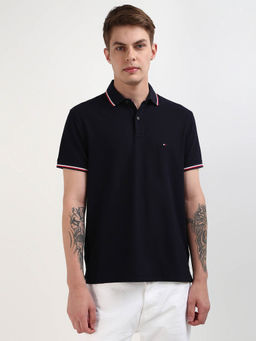 Tommy Hilfiger - Blue Collar Neck Solid Polo T-Shirt