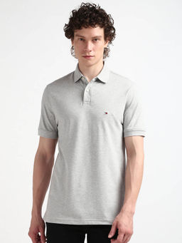 Tommy Hilfiger - Grey Collar Neck Solid Polo T-Shirt
