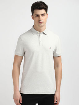 Tommy Hilfiger - Grey Collar Neck Solid Polo T-Shirt