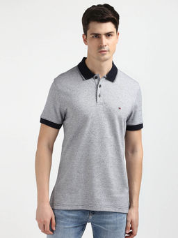 Tommy Hilfiger - Grey Collar Neck Solid Polo T-Shirt